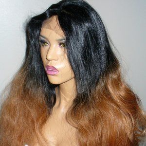 Auburn ombre lace front heat ok syn layered wig